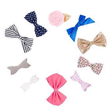 Parker Baby Girl Bows Clips, Assorted 10 Pack Of Hair Accessories For Girls -'The Essentials Set'