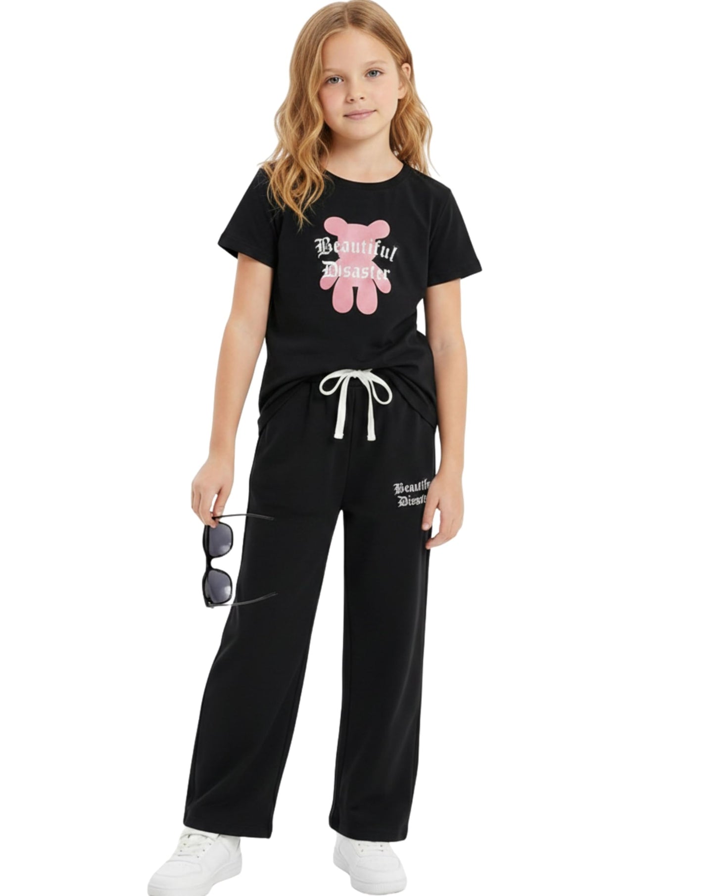 WEET Cotton Printed Night Suit for Girls | Palazo Set 002 (Black, 1516 Y)