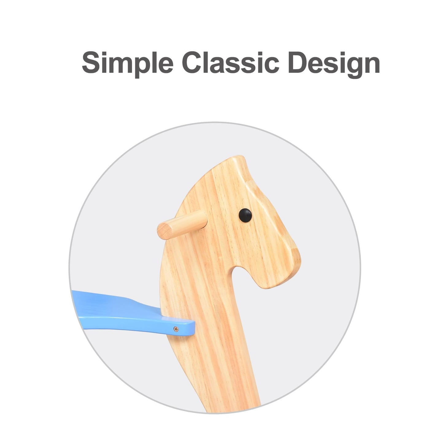 KRAND Wooden Rocking Horse Baby Ride On Toy for Toddler Rocking Horse Classic Design with Pedal and Safe backrest for Toddlers (