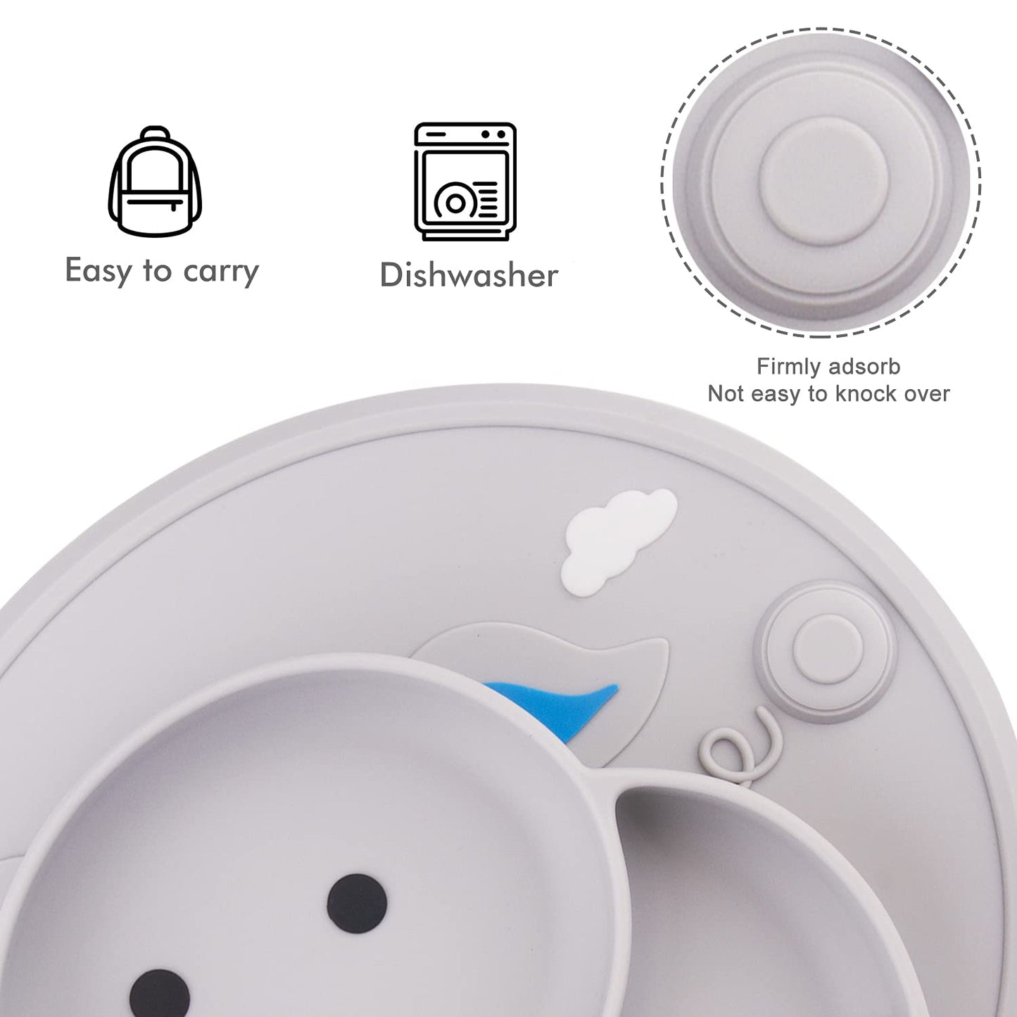 Baby Silicone Plate, Toddler Suction Plates Mini Plate Placemat For Kids And Infants Self Feeding, Bpa Free, Microwave & Dishwas