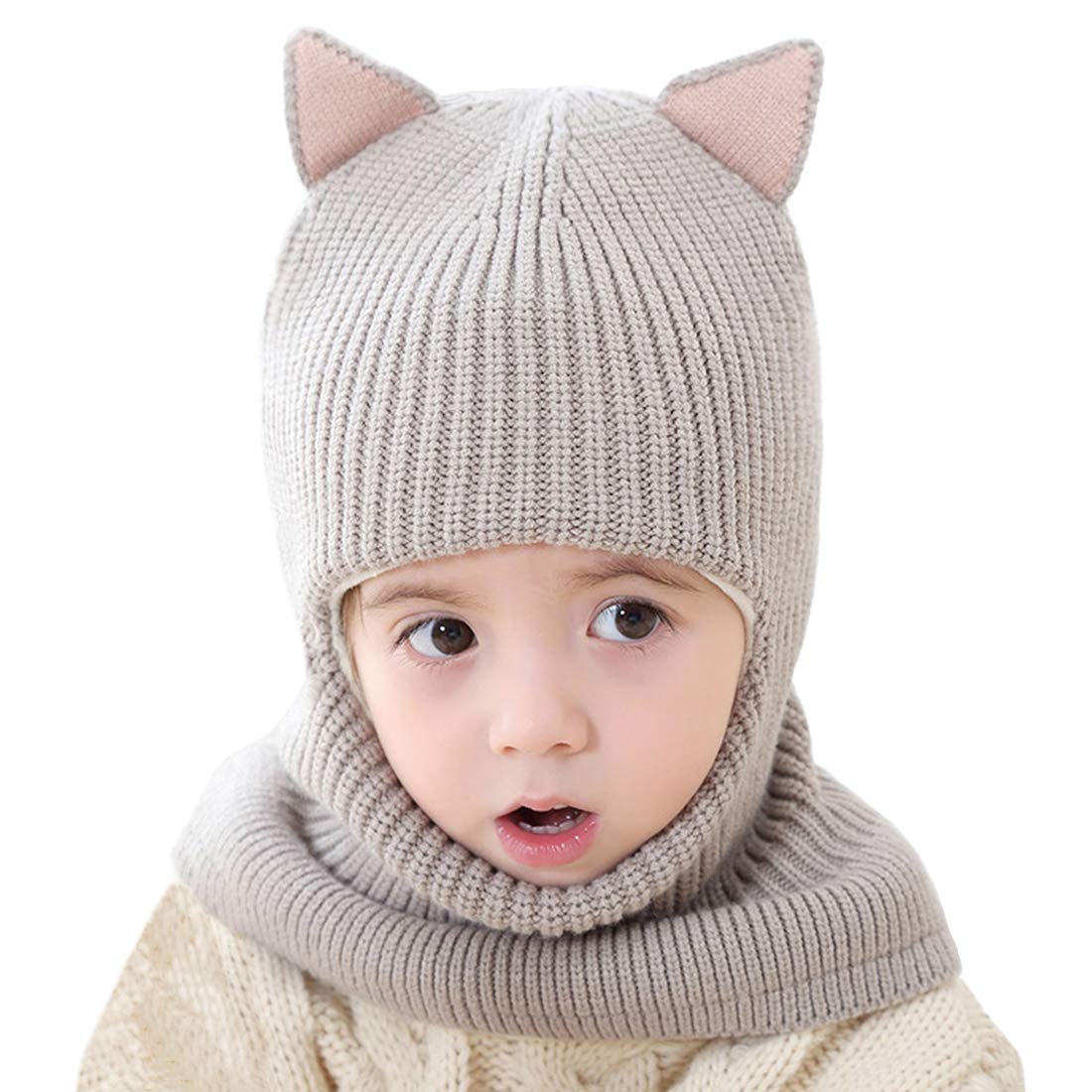Toddler Winter Hat, Baby Winter Hat, Fleece Lined Girls Boys Winter Hat, Kids Winter Hats Scarf Earflap Hood Skull Caps, 1-5T (C