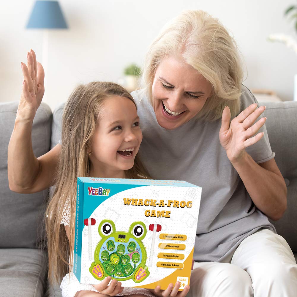 YEEBAY Whack A Frog Game with 2 Hammers, Toddler Early Developmental Learning Toy, Fun Birthday Gift for Kids Age 2+, Toys for 2