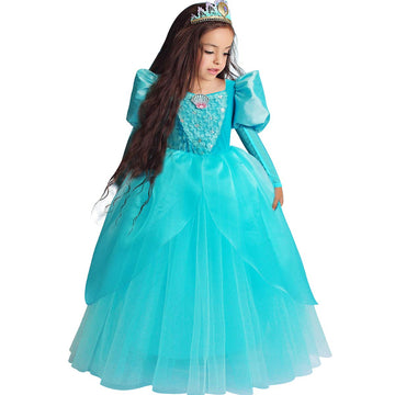 Tyhtym Deluxe Princess Costumes Little Girls Dress Kids Fancy Gown Cosplay Halloween Party (Little Mermaid, 6-7T)