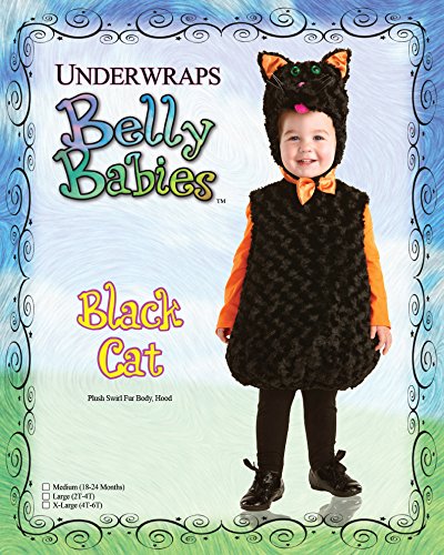 Underwraps Toddlers Black Cat Belly Babies Costume, Black, Medium (18-24)