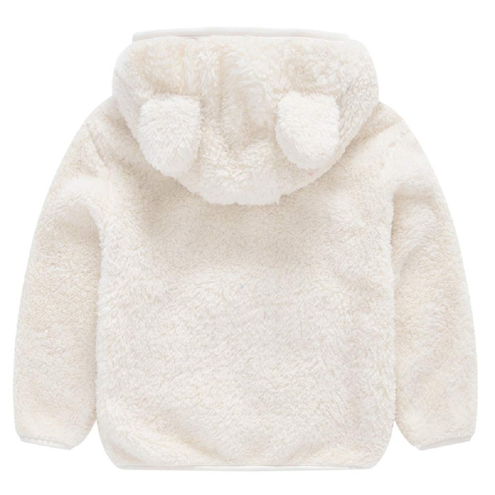Jeskids Toddler Girls Boys Fleece Hoody Jacket Zip Up Teddy Coat Warm Winter Outwear White