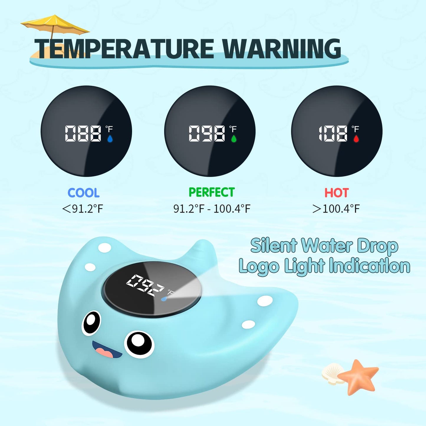 Baby Bath Thermometer - Babyelf Safety Bathtub Thermometer - Floating Bathing Toy For Infant - New Upgraded Mute Visual Alert, G