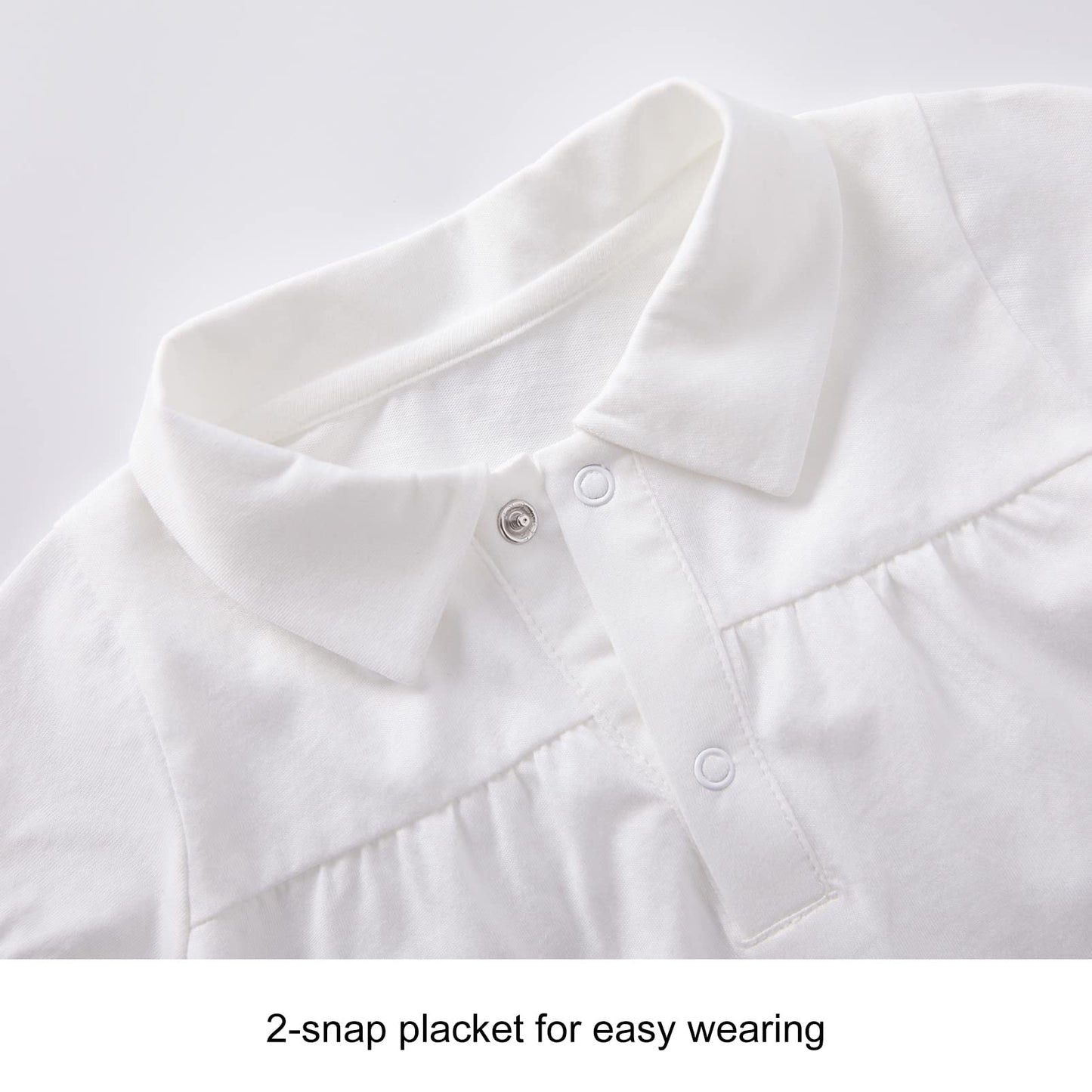 Pureborn Baby Boy Baptism Outfit Infant Short Sleeve Collared Christening Romper Summer Cotton One-Piece 9-12 Months Off White