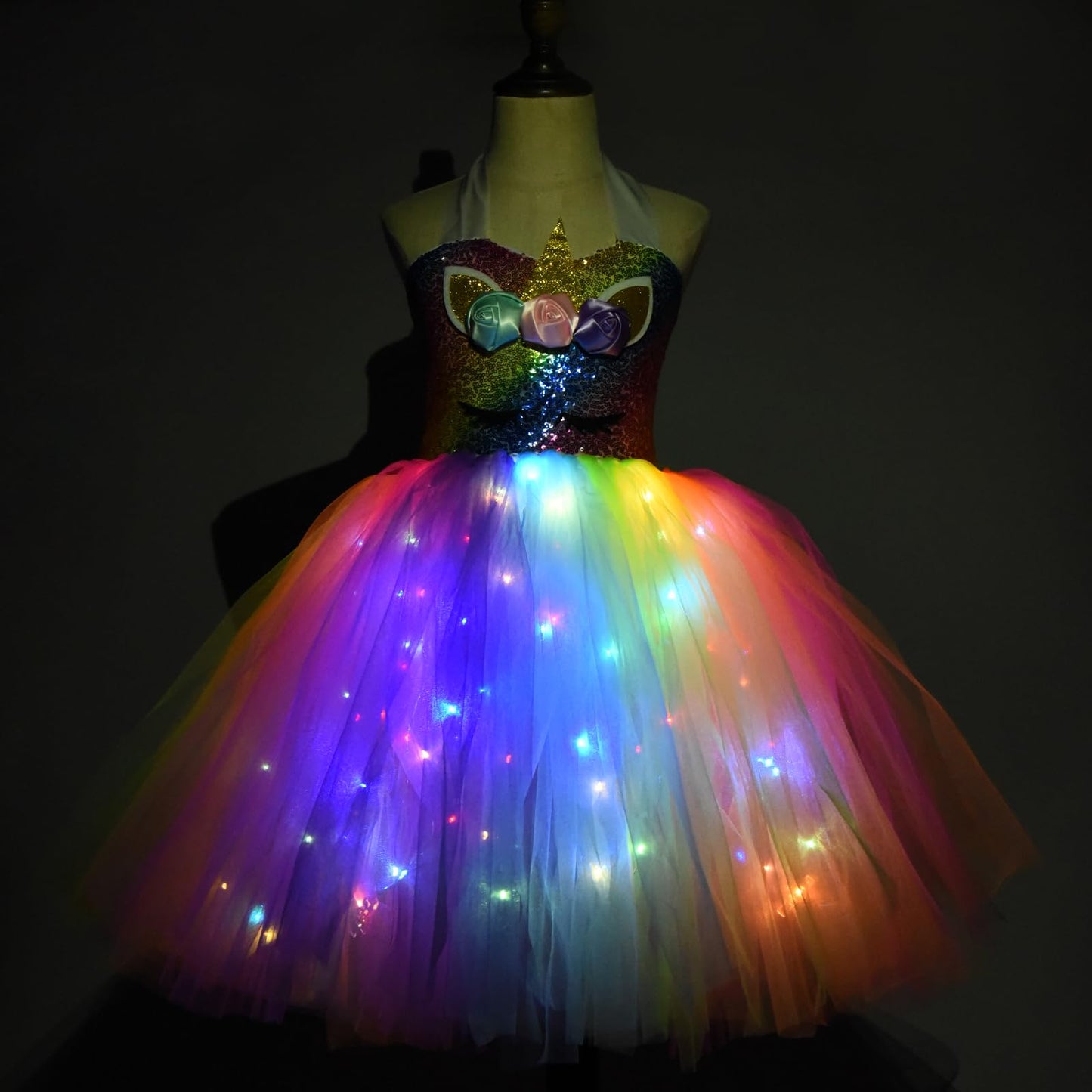 Genafy Unicorn Princess Dresses For Girls Led Light Up Halloween Christmas Decorations Birthday Party Tutu Dress Outfit 3 4 Year