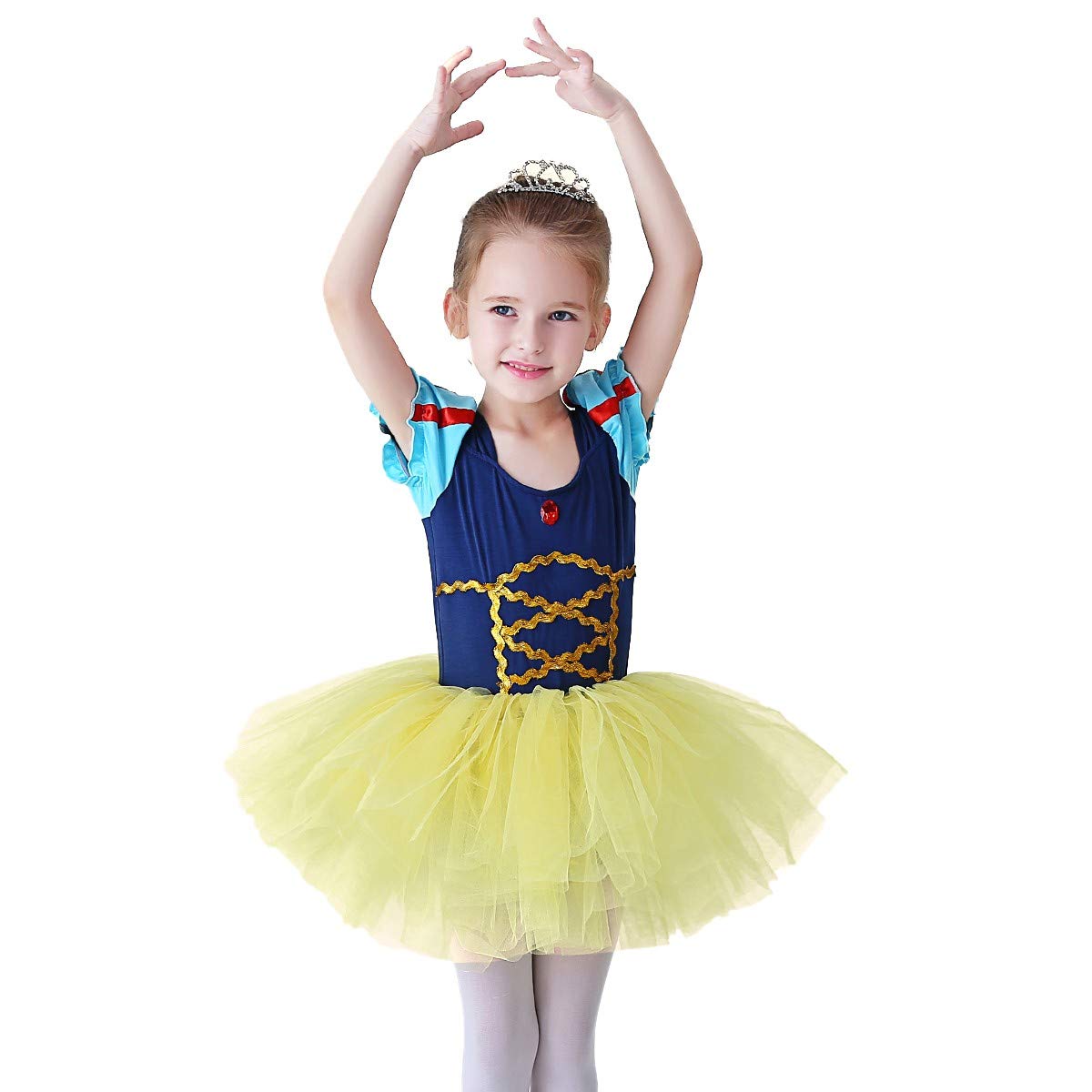 DYMCII Baby Girls Snow White Princess Ballet Dress Short Sleeve Leotards Skirted Tutu Halloween Christmas Party Fancy Costume 4-