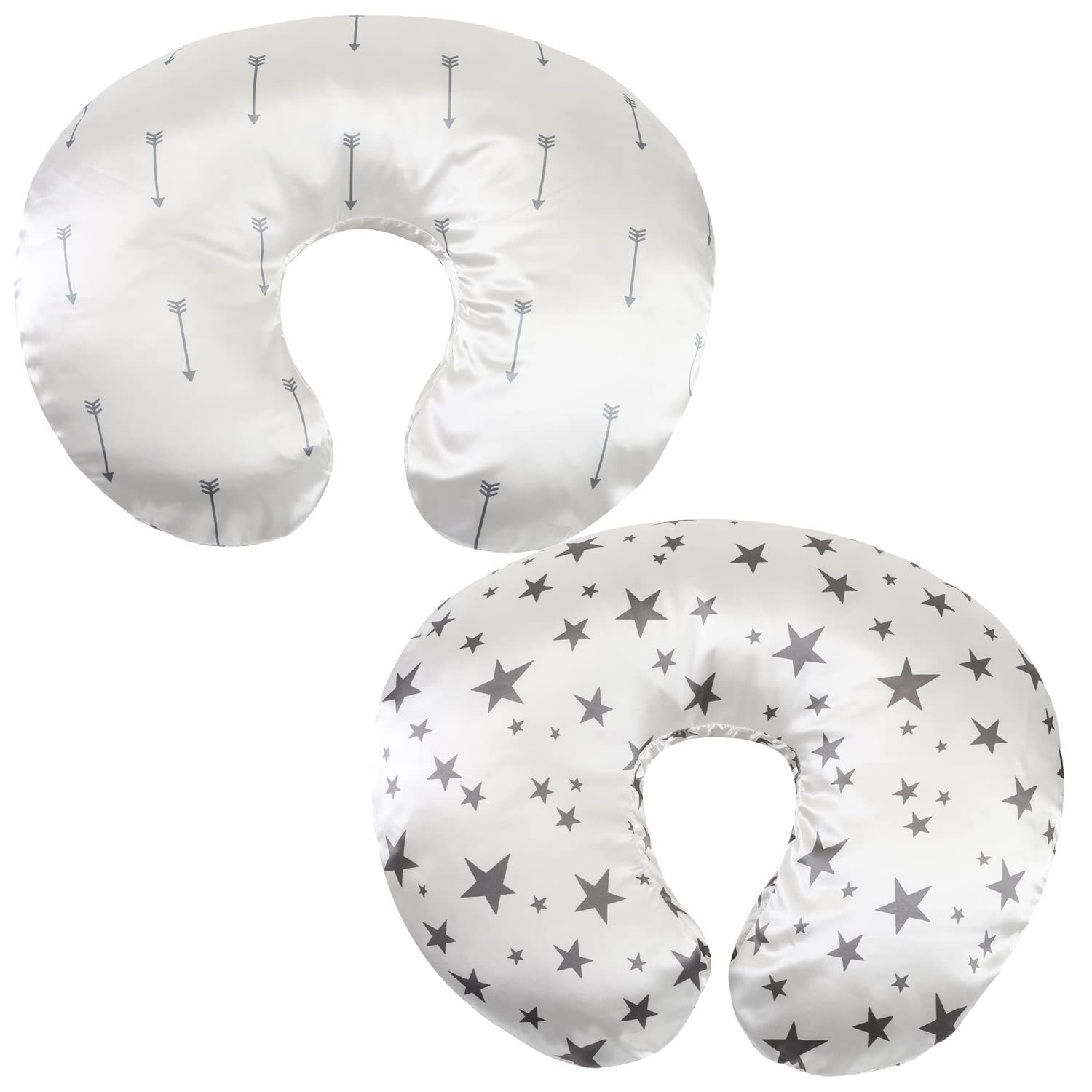 Satin Nursing Pillow Cover Set 2 Pack Ultra Soft Silk Compatible With Boppy Pillow For Breastfeeding Pillow Protect For Baby Hai
