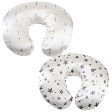 Satin Nursing Pillow Cover Set 2 Pack Ultra Soft Silk Compatible With Boppy Pillow For Breastfeeding Pillow Protect For Baby Hai