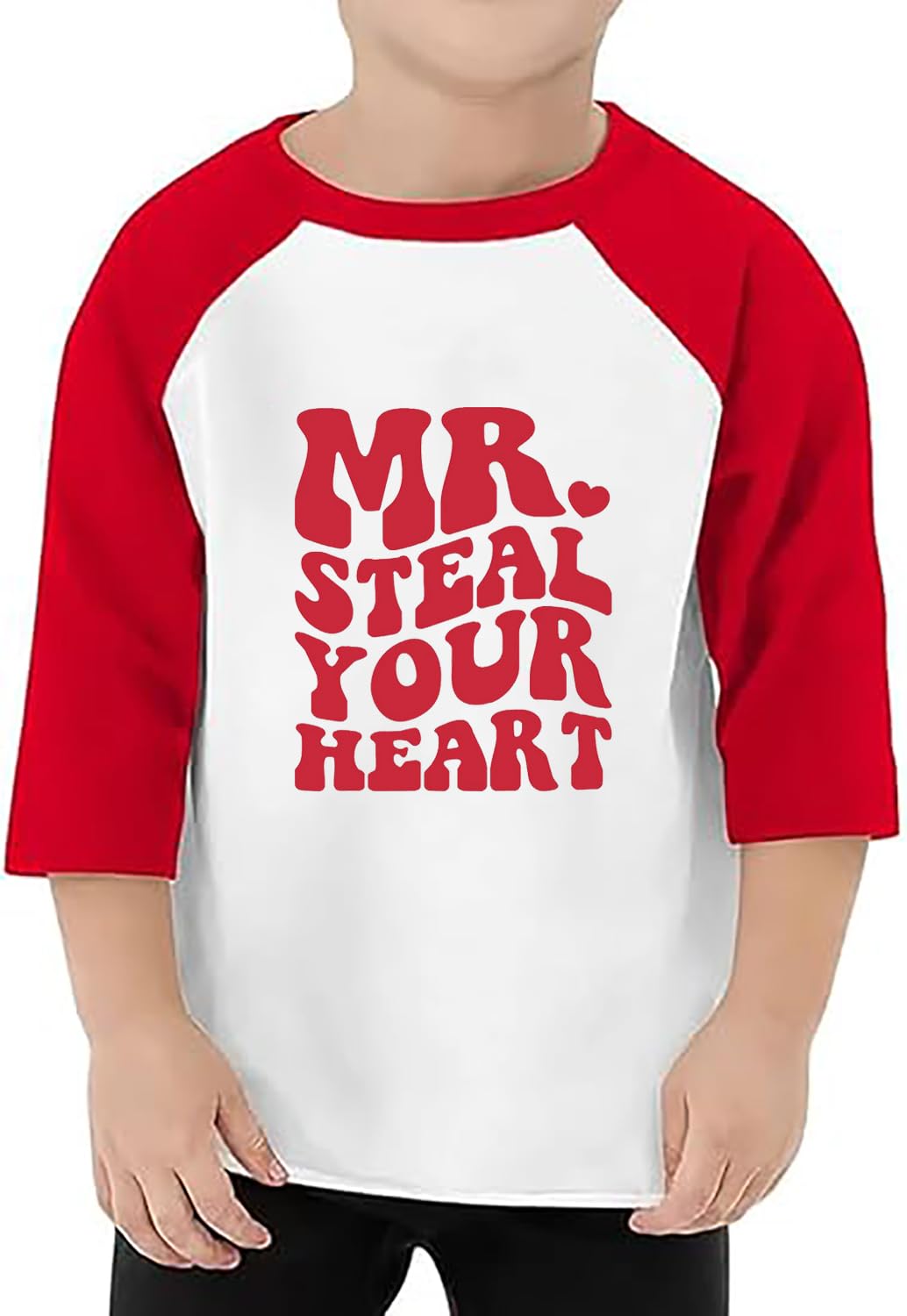 Toddler Boys Valentine'S Day Shirt Mr Valentines Sunglasses Graphic Cotton Outfit Casual 3/4 Raglan Sleeve Tee Tops (5-6T, Red5)