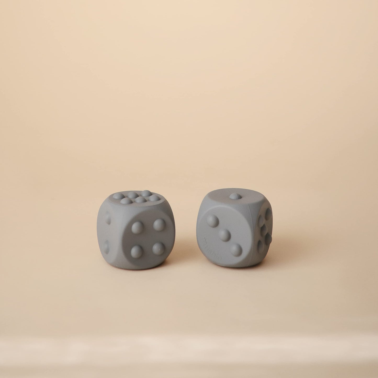 mushie Silicone Dice Press Toy | Baby Sensory Play for 10+ Months (Tradewinds/Stone)