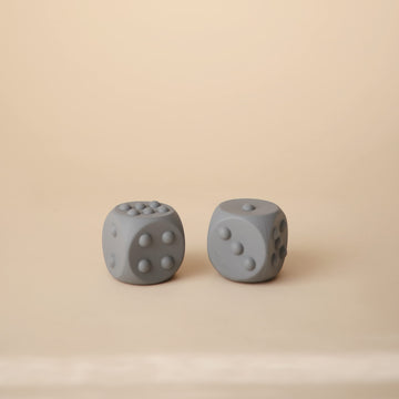 mushie Silicone Dice Press Toy | Baby Sensory Play for 10+ Months (Tradewinds/Stone)