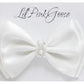 Lilpinkgoose 0-12 Newborn Baby Baptism Pearl Headband With Bow In White Christening Headband With Satin Bow, Pearl Rhinestone Ba