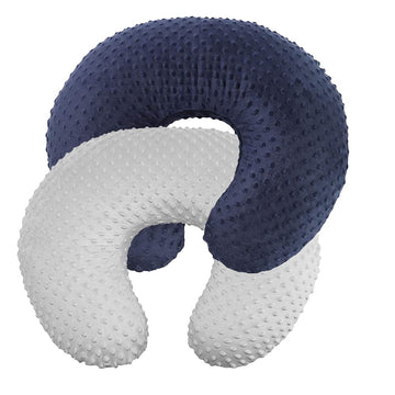 Ievolve Nursing Pillow Cover Breast Feeding Pillow Support Positioner Lounger Cover For Baby Boy Girl(Navyblue&Silver Grey 2Pack