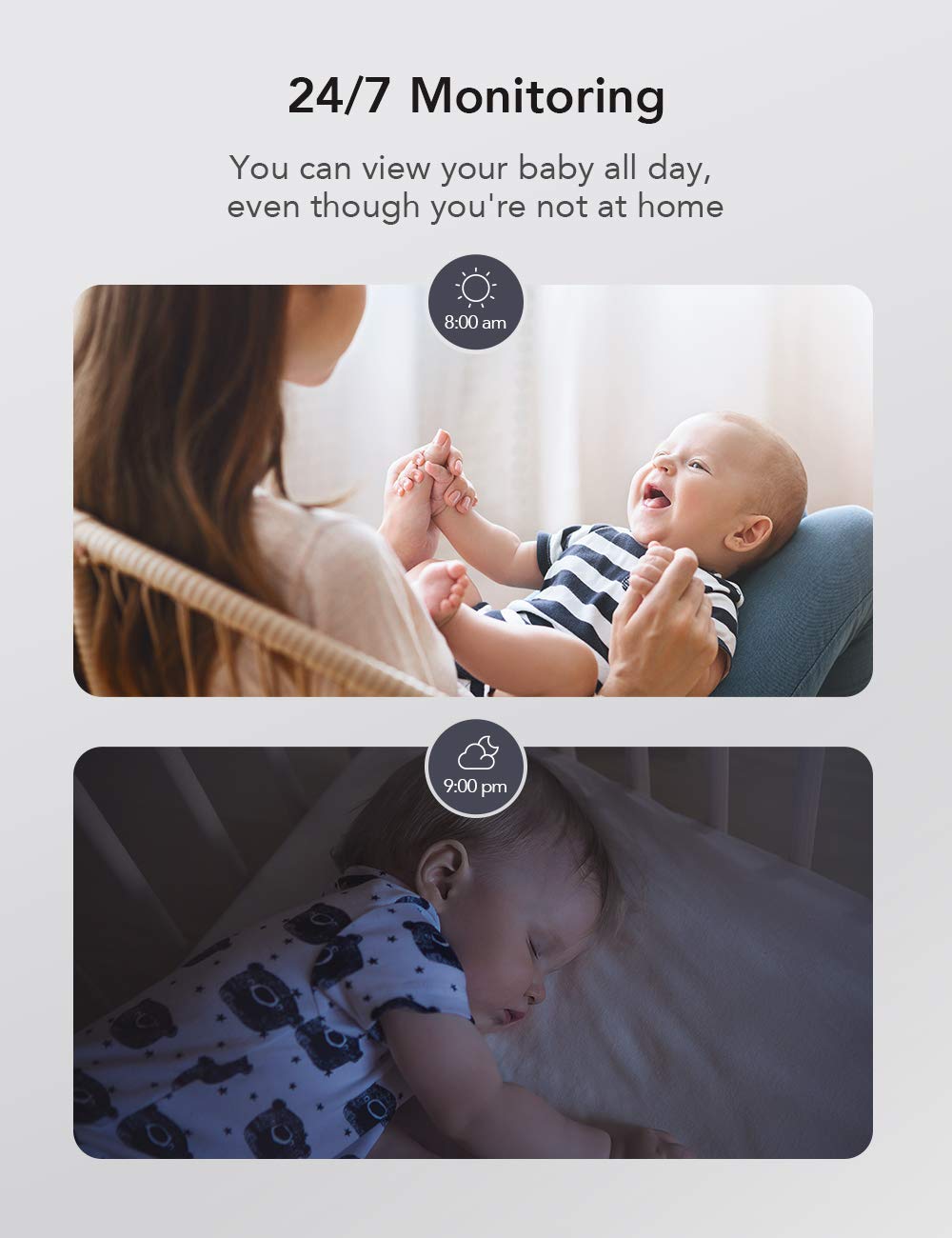 Nooie 2K Baby Monitor With Sd Card, Baby Monitor With Camera And Audio, 2.4G Indoor Camera With Night Vision, Motion And Sound D