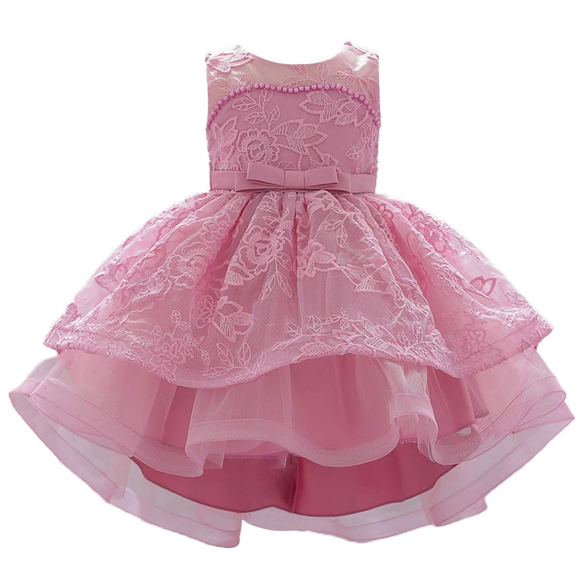 Myrisam Baby Girls Flower Lace Embroidery High Low Dress 1St Birthday Christening Party Wedding Pageant Baptism Tutu Gown Dusty