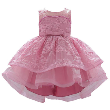 Myrisam Baby Girls Flower Lace Embroidery High Low Dress 1St Birthday Christening Party Wedding Pageant Baptism Tutu Gown Dusty