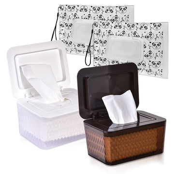Umtiti Wipes Dispenser & Wipes Pouch/Tissue Bag, Wipes/Tissue Case With Moisture Seal Secure Lid, Non-Slip Rubber Feet & Sealing
