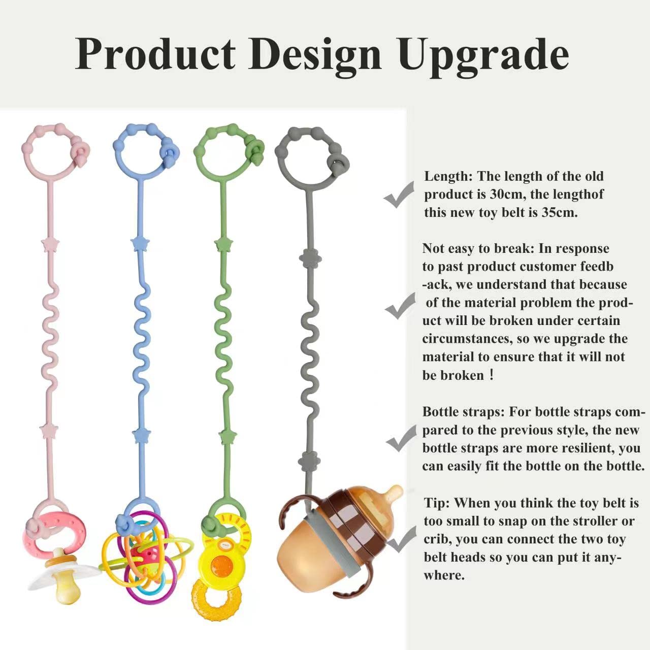 Toy Straps For Baby,Rtmok 4Pcs Silicone Setpacifier Clip,Applies To Car Seat Toy,Teether Toy,High Chair,Stroller Accessories,Bab