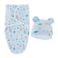 Merishopp Newborn Swaddle Wraps Wrap Hat Babies Infant Blanket for Newborn Girls Gifts Giraffe Blue