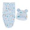 Merishopp Newborn Swaddle Wraps Wrap Hat Babies Infant Blanket for Newborn Girls Gifts Giraffe Blue