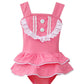 Dalary Cute Baby Girl Swimwear Bikini Bathing Suits With Hat (5T, Pink)