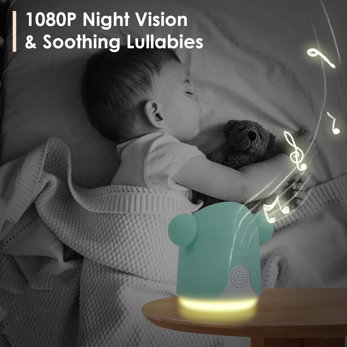 Baby Monitor With Camera And Audio, 1080P Baby Camera Monitor Wifi Smartphone App Control Night Vision 4.3Screen 2-Way Talk Temp