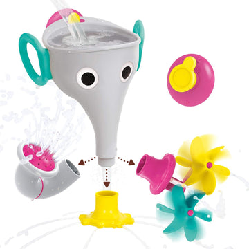Yookidoo Elephant Trunk Funnel Baby Bath Toy - FunEleFun Fill N Sprinkle - Fun and Imaginative Play with 3 Interchangeable Trunk