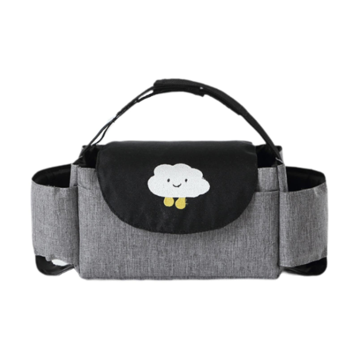 URJIX Strollers Organizer Bag Container Baby Diaper Bag for Pushchair Strollers Pram Black Gray Cloud