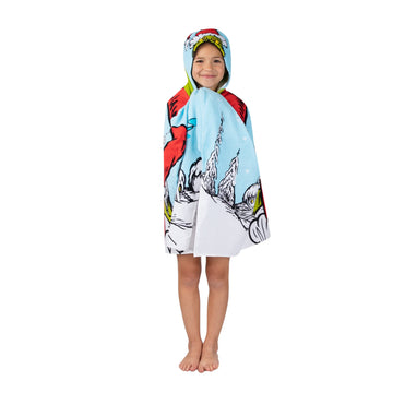 Franco Grinch By Dr. Seuss Holiday Kids Bath/Pool/Beach Soft Cotton Terry Hooded Towel Wrap, 24 In X 50 In,(Official Dr. Seuss P