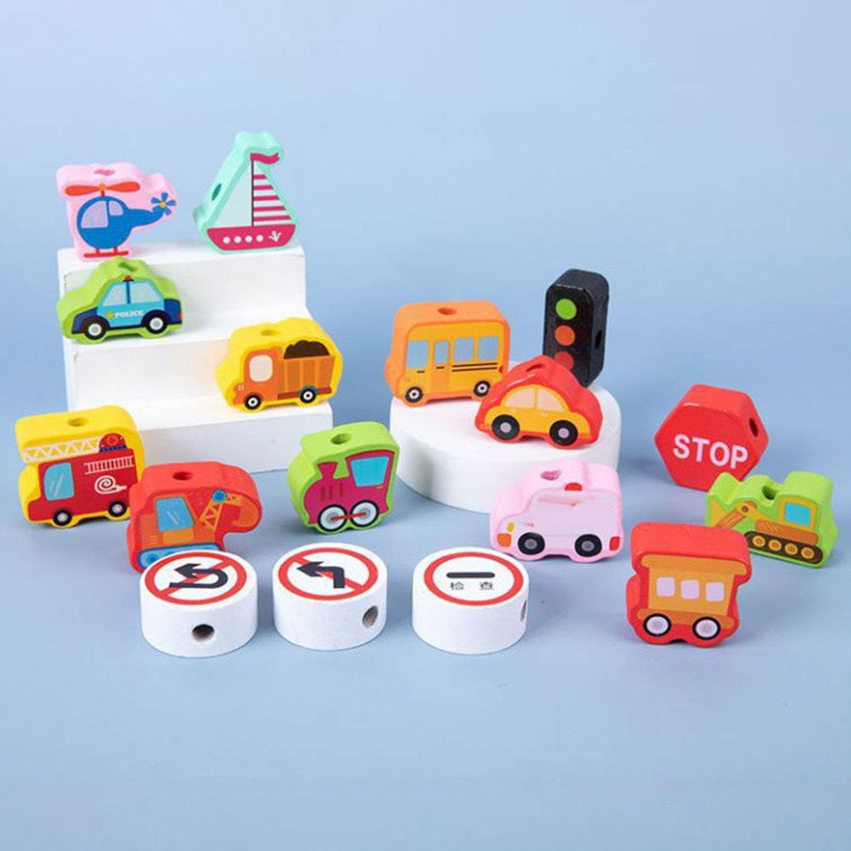 ATORSE Wooden Lacing Bead Toy Early Educational Motor Skills for Children Toddler 71 Beads|Baby | Toys for Baby | Developmental 