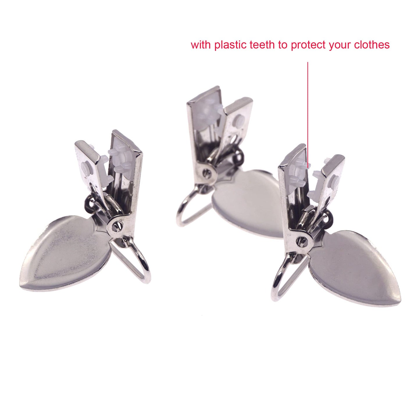 Sutoyuen 1' Metal Heart Suspender Clips,Pacifier Clips For Diy Craft Dummy Pacifier Holders Bib Soother Clip Toy Holder Silver