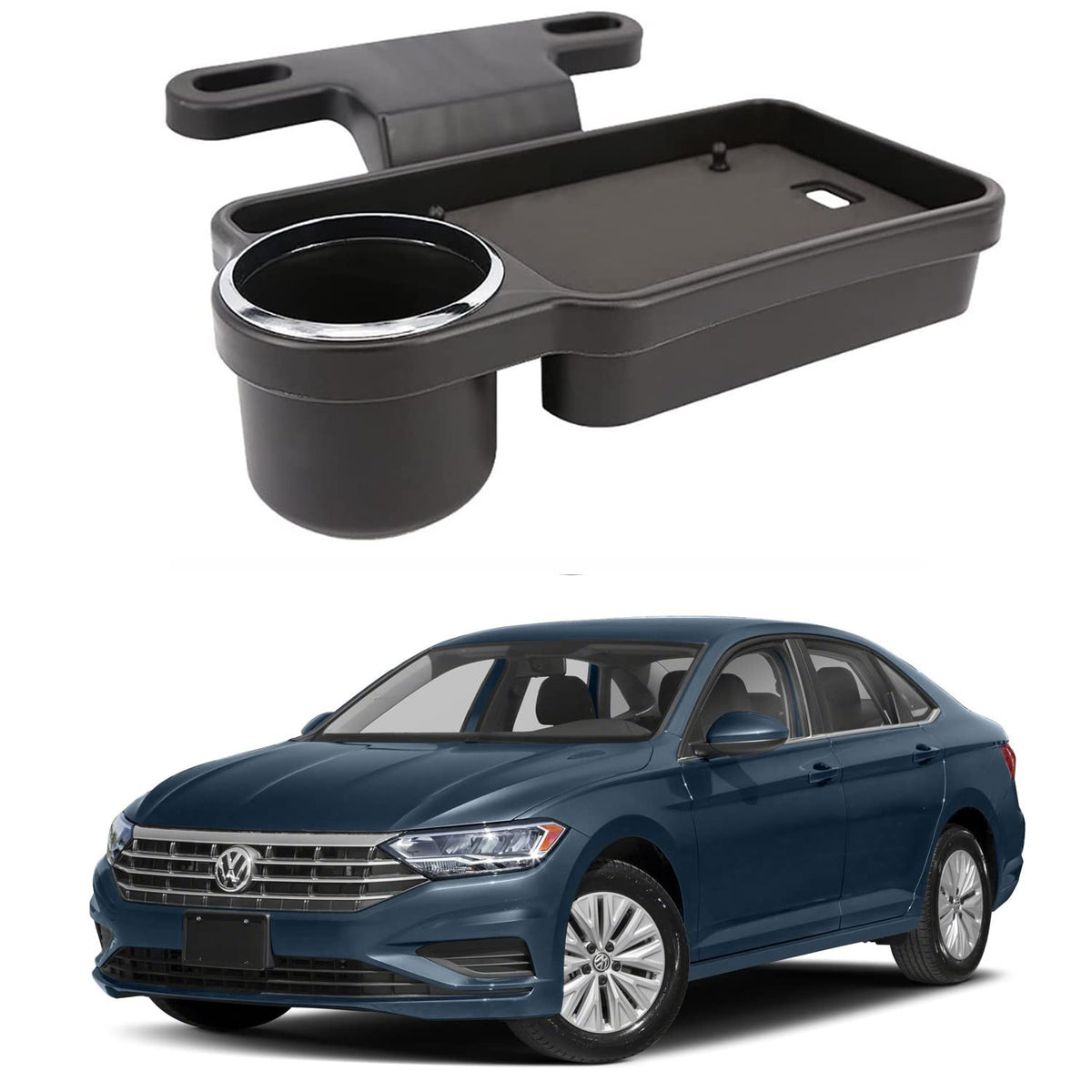 Oshotto (FT04) Foldable Car Auto Headrest Rear Back Seat Table Drink Food Cup Tray Holder Compatible with Volkswagen Jetta  Bl