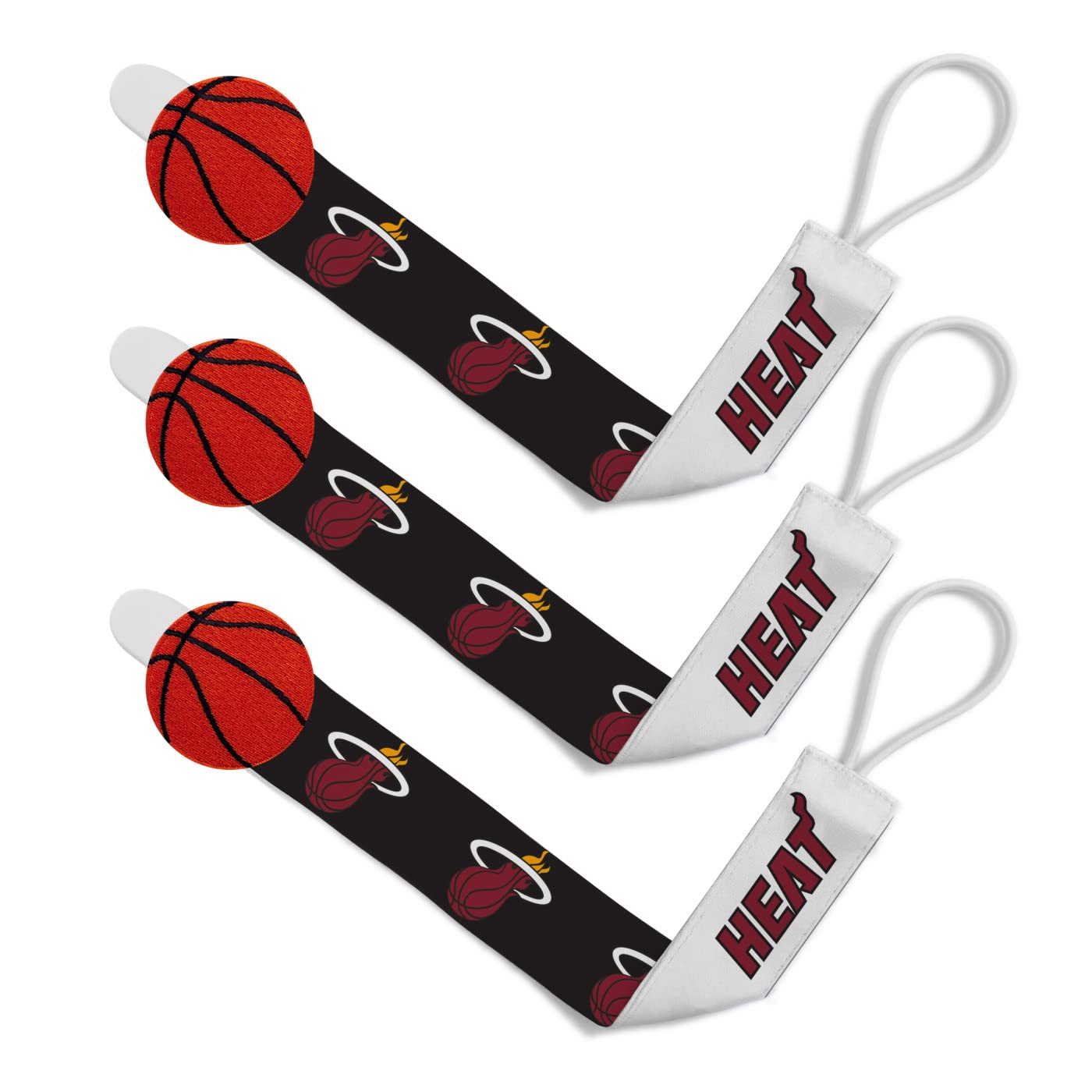 Babyfanatic Officially Licensed Unisex Baby Pacifier Clip 3-Pack Nba Miami Heat