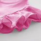 Lyxiof Girls Tutu Dress Casual Tulle Summer Solid Color Ruffle Sleeve Dress Rose Red 110Cm