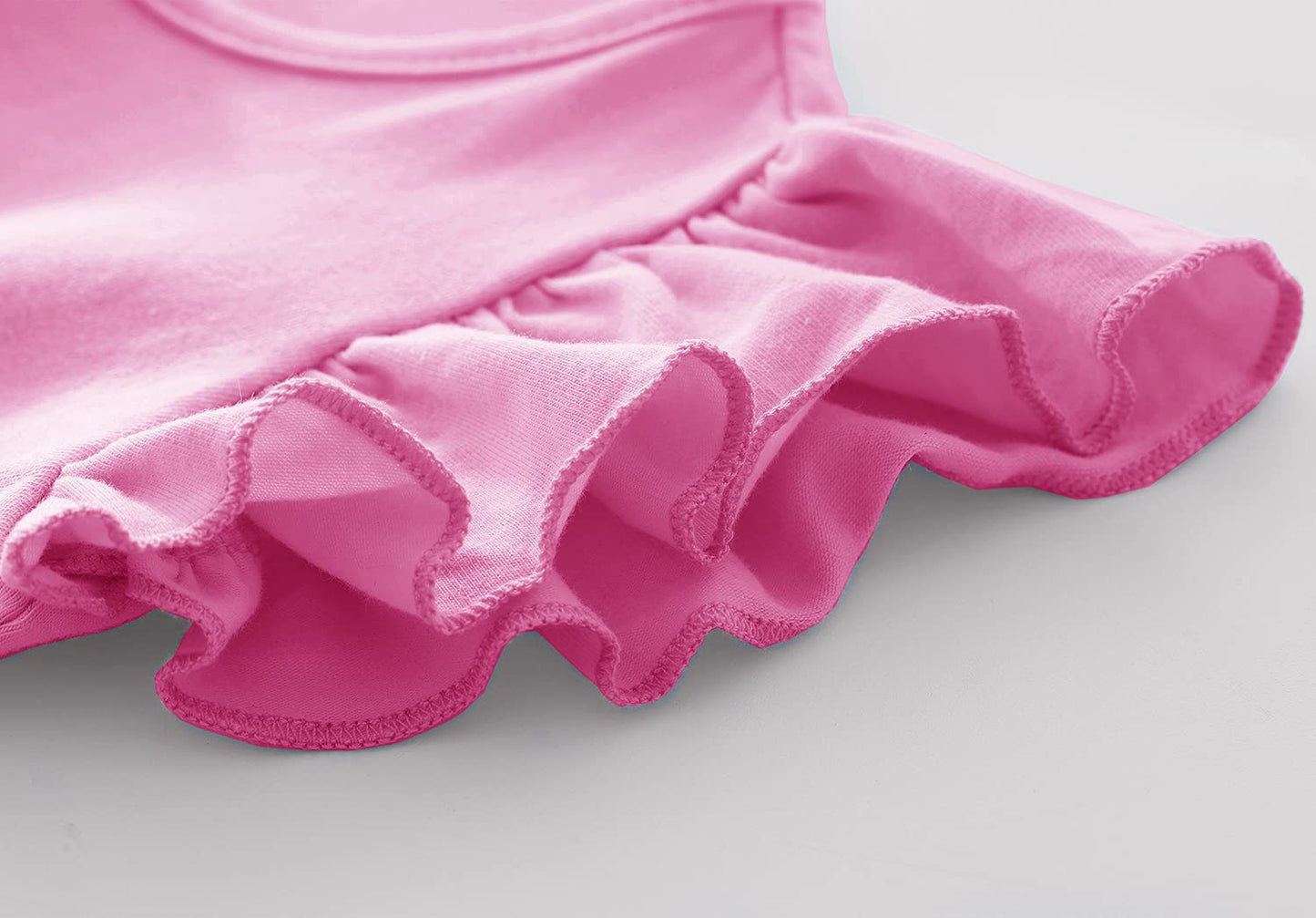 Lyxiof Girls Tutu Dress Casual Tulle Summer Solid Color Ruffle Sleeve Dress Rose Red 110Cm