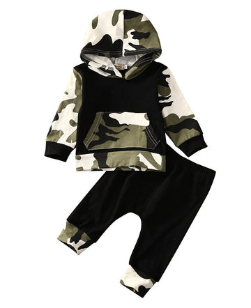 Infant Baby Boys 2 Pieces Clothes Set Camouflage Print Hoodie Tops + Long Pants Toddler Winter Outfits (6-12 Months, Camo)