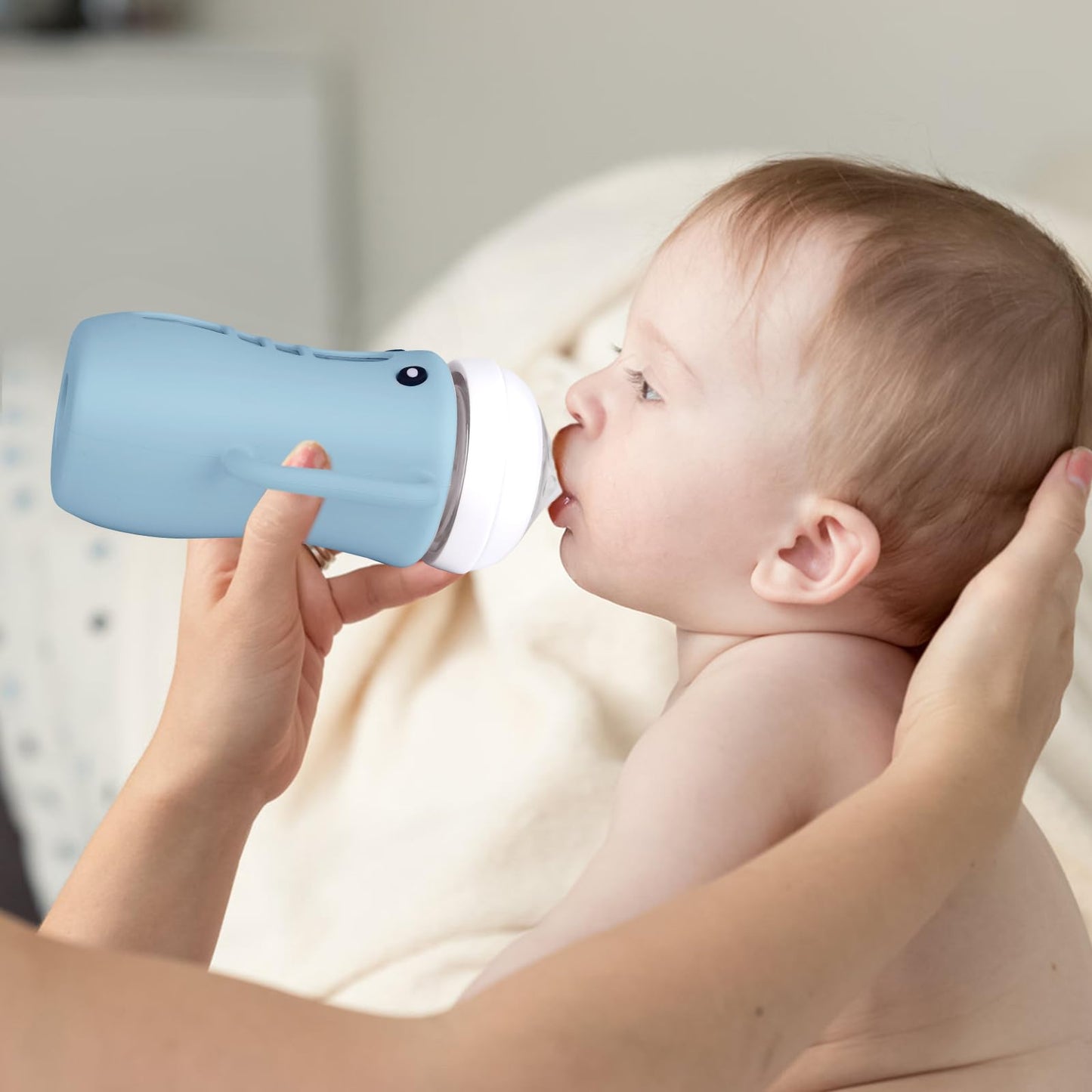 3 Pack Cute Silicone Sleeves With Handles For Avent Natural Glass Baby Bottles - Anti Breakage Holder, Compatible With Philips A