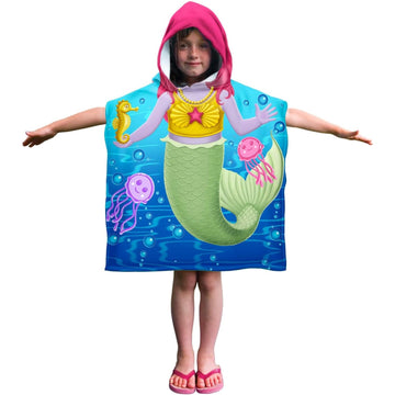 Dawhud Direct Poncho Beach Towels For Kids Towels With Hood, Hooded Bath Towel For , Baby, Toddler Towels For Girls/Boys (Mermai