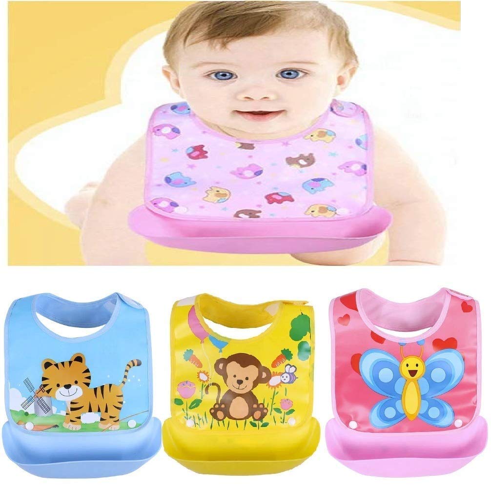 Babygo Silicone Baby Feeding Bib With Pocket | Waterproof Food Catcher Bib For Babies, Infants & Toddlers | Adjustable Neck | So