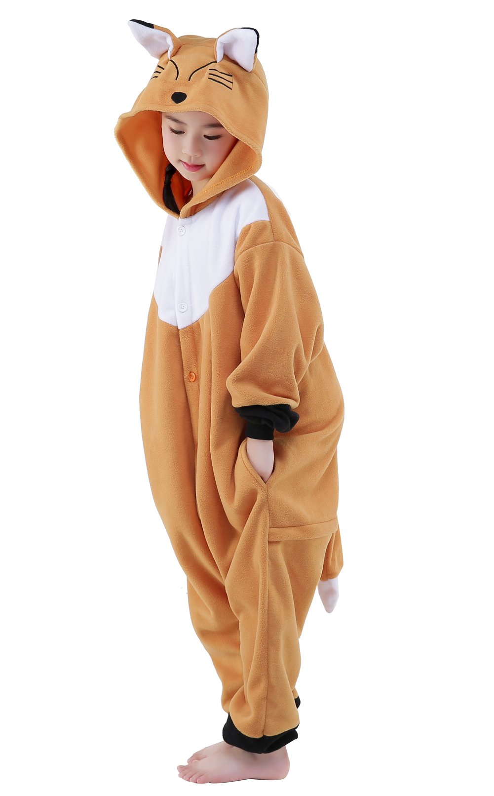 Canasour Fox Onesie Kids Halloween Cosplay Costume Girls One Piece Pjs Anime Unisex Hoodie Pajamas Brown For 4T Boys Party Pyjam