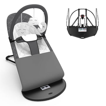 HOUSEHOLD WORLD Portable Baby Bouncer Seat for Babies 0-18 Months, 100% Cotton Fabrics, Adjustable Multi Position Baby Bouncer S
