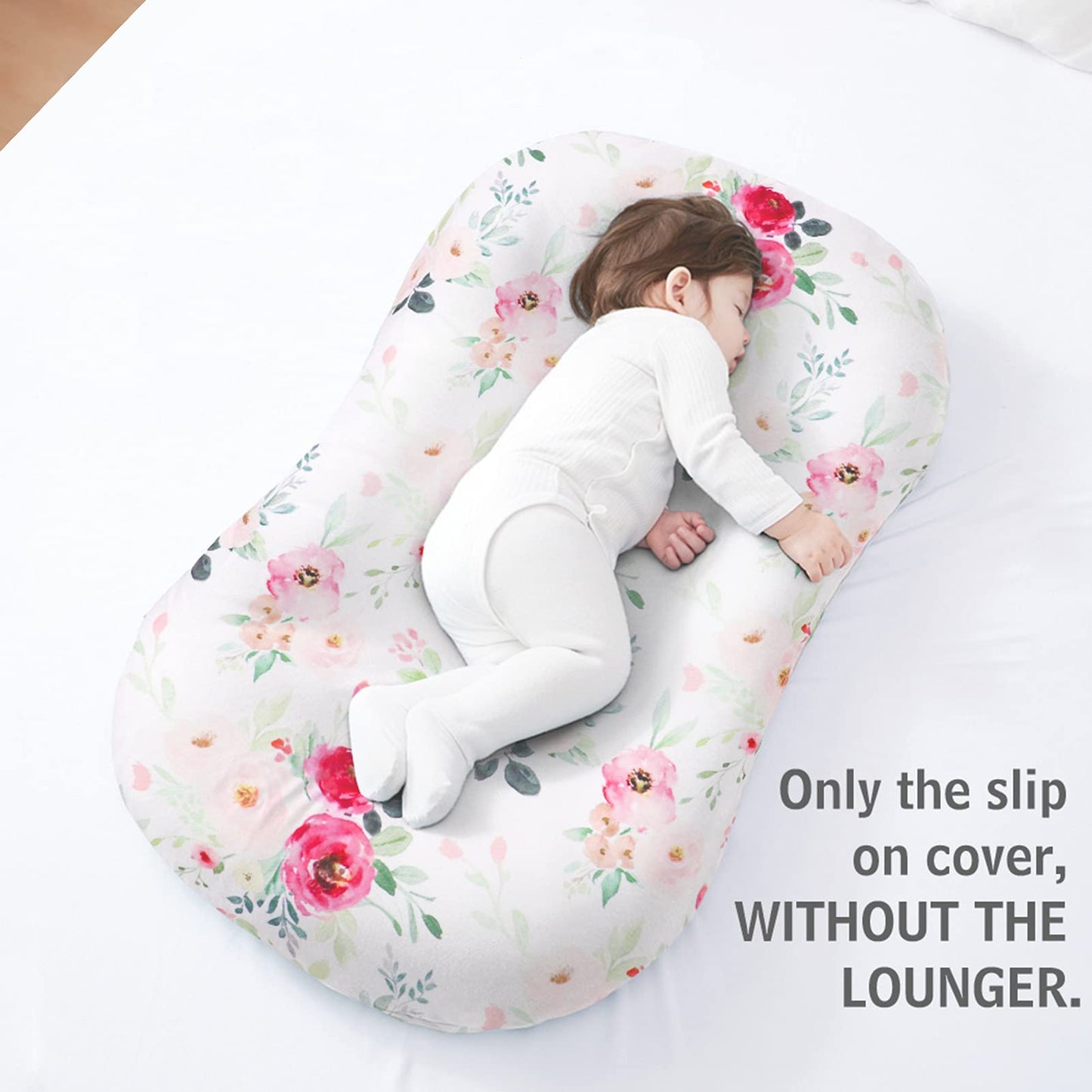 Tanofar Baby Lounger Cover, Newborn Lounger Cover For Girls, Removable Nest Slipcover, Soft Comfortable, Machine Washable, Flowe