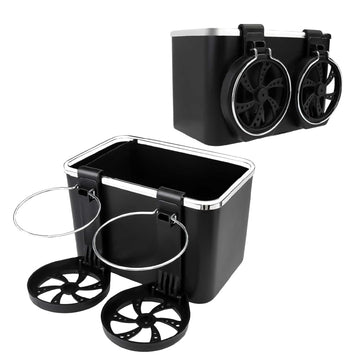 ATETO Car Armrest Storage Box with 2 Foldable Cup Holders | Universal Car Center Console Organizer for Water Bottle, Coffee, Tis