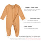 Aablexema Baby Footie Pajamas Zipper - Rayon From Bamboo Infant Footed Pjs With Mittens Sleepwear Jammies(Khaki Yellow,Newborn)
