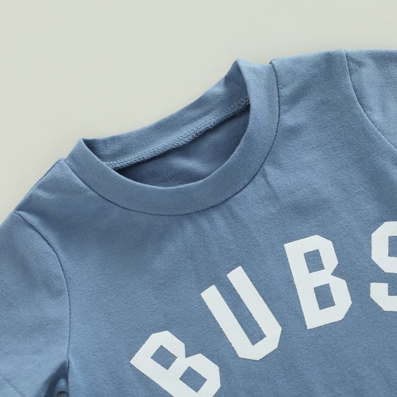 Toddler Baby Boy Clothes Letter Short Sleeve T Shirt Top Boys Shorts With Pocket Cute Summer Outfit 2Pcs Set (A-Blue,0-6 Months)