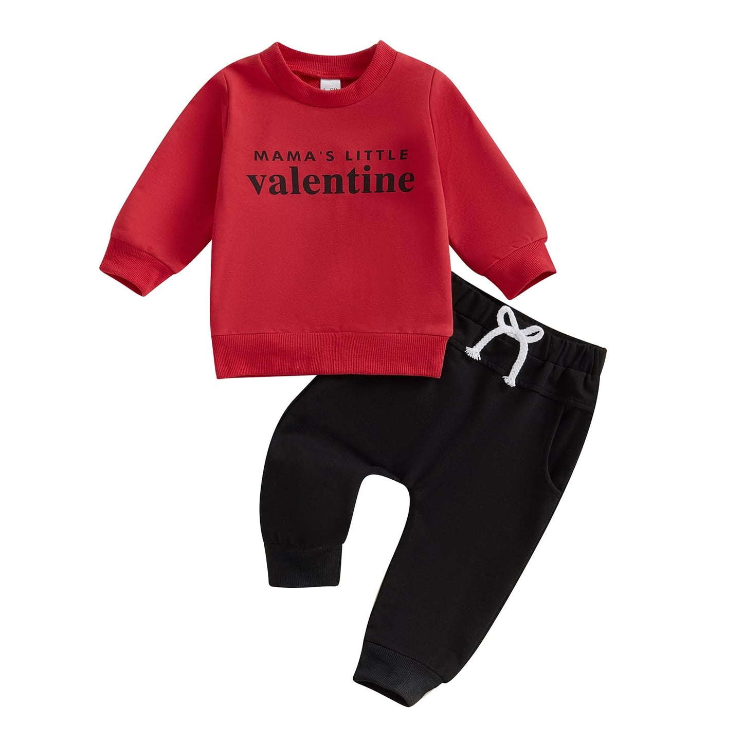 Kupretty Toddler Baby Boy Clothes Valentines Day Outfit Graphic Long Sleeve Crewneck Sweatshirt + Joggers Pants Sets (Mama s Li