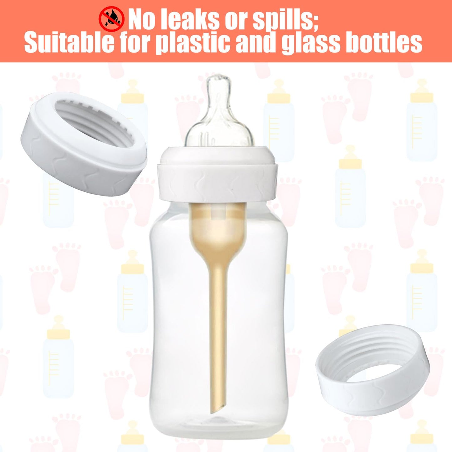 4Pcs Bottle Nipple Collars Rings, Compatible With Dr. Brown 'S Wide Plastic & Glass Bottles Bottles 5Oz & 9Oz No Leak Or Spills